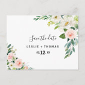 Greenery Elegant Floral Save the Date Postkarte (Vorderseite)