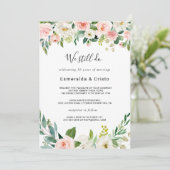 Greenery Elegant Floral Vow Einladung (Stehend Vorderseite)