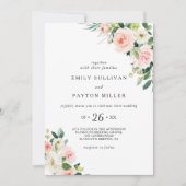 Greenery Elegant Floral Wedding Einladung (Vorderseite)