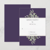 Greenery Elegant Lila Wedding RSVP Card (Vorne/Hinten)