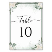 Greenery Elegant Script Foto Tischnummer (Rückseite)