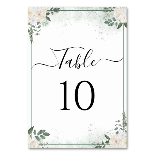 Greenery Elegant Script Foto Tischnummer (Rückseite)