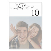 Greenery Elegant Script Foto Tischnummer (Vorderseite)