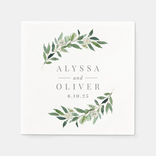Greenery Elegant Wedding Napkins Serviette (Vorderseite)