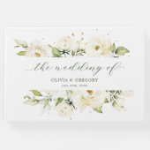 Greenery Elegant White Rosa Hochzeit mit Blumen Gästebuch (Vorderseite)