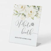 Greenery Elegant White Rose Foto Stand Schild (Vorderseite)