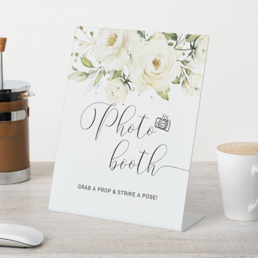 Greenery Elegant White Rose Foto Stand Schild (In SItu)