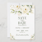 Greenery Elegant White Wedding Save The Date (Vorderseite)