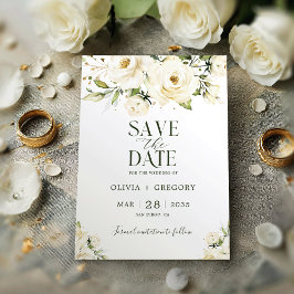 Greenery Elegant White Wedding Save The Date