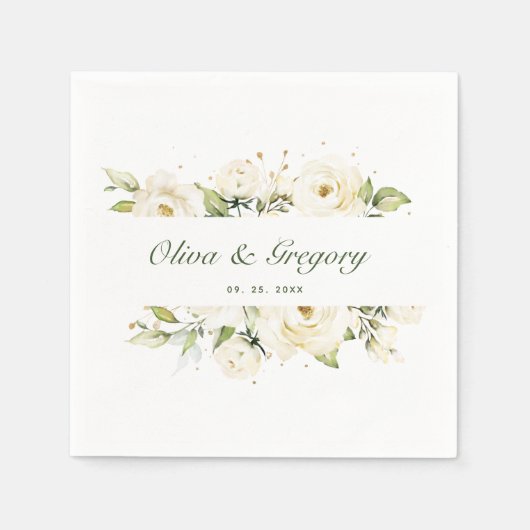 Greenery Elegante Rose Wedding Serviette (Vorderseite)