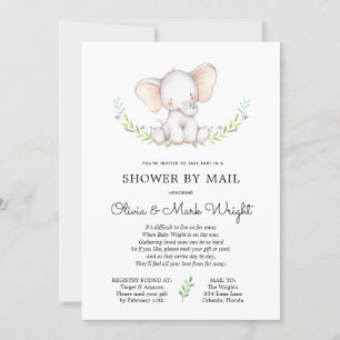 Greenery Elephant Baby Shower by Mail Einladung