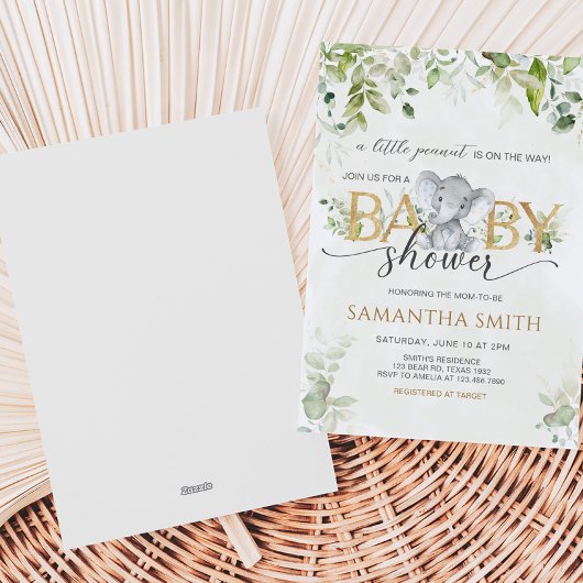 Greenery Elephant Baby Shower Einladung