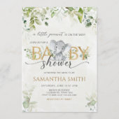 Greenery Elephant Baby Shower Einladung (Vorderseite)