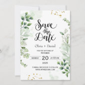 Greenery Elopement Wedding Date Invitation Einladung (Vorderseite)