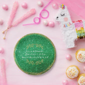 Greenery Emerald Green Gold Floral Glitzer VIP Pappteller (Party)