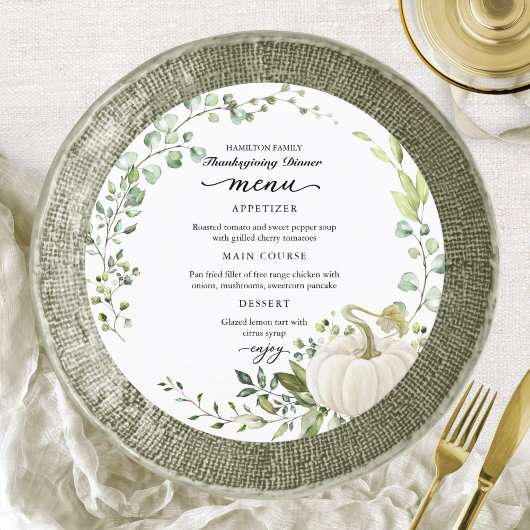 Greenery Erntedank Dinner Circle Card Einladung