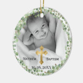 Greenery Eucalyptus Baby Baptism Foto Keramik Ornament (Links)