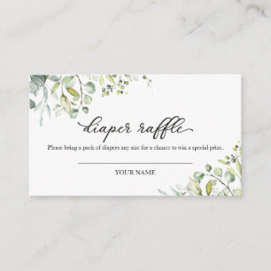 Greenery Eucalyptus Baby Duwer Diaper Raffle Encl Begleitkarte