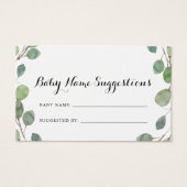 Greenery Eucalyptus Baby Name Suggestions Card (Vorderseite)