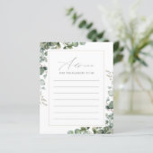 Greenery Eucalyptus Baby Shower Advice Card (Stehend Vorderseite)