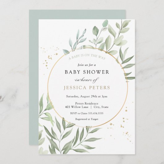 Greenery Eucalyptus Baby Shower Einladung