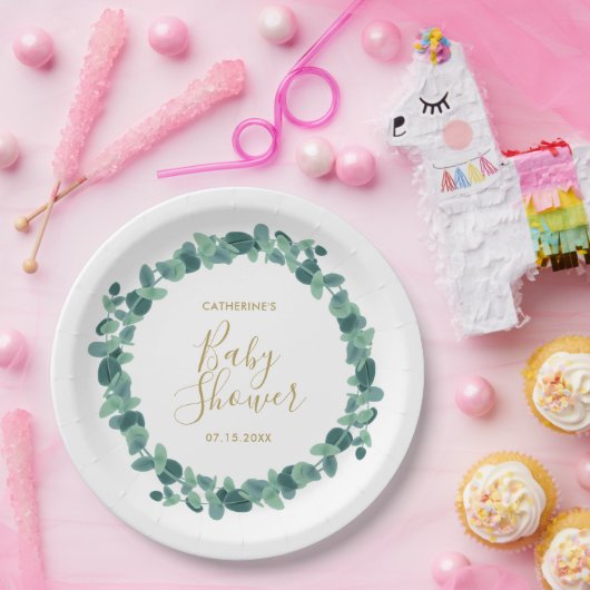 Greenery Eucalyptus Baby Shower Pappteller (Party)
