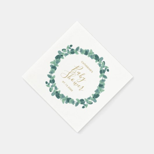 Greenery Eucalyptus Baby Shower Serviette (Ecke)