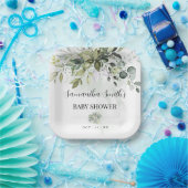 Greenery Eucalyptus Baby Shower Square Pappteller (Party)