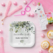 Greenery Eucalyptus Baby Shower Square Pappteller (Party)