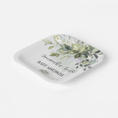 Greenery Eucalyptus Baby Shower Square Pappteller (Gewinkelt)