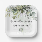 Greenery Eucalyptus Baby Shower Square Pappteller (Vorderseite)