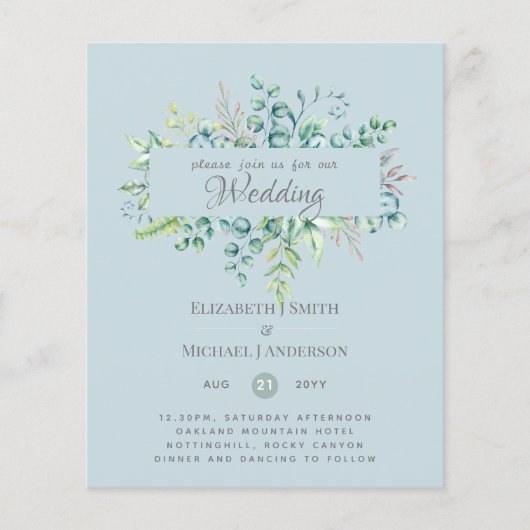 Greenery Eucalyptus Blätter Blue Sky Wedding (Vorderseite)