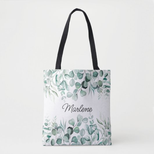 Greenery Eucalyptus Blätter Bridesmaid Tote Bag Tasche (Vorderseite)