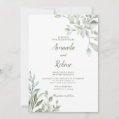 Greenery Eucalyptus Blätter Elegante Wedding Einladung (Vorderseite)