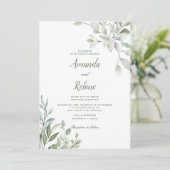 Greenery Eucalyptus Blätter Elegante Wedding Einladung (Stehend Vorderseite)