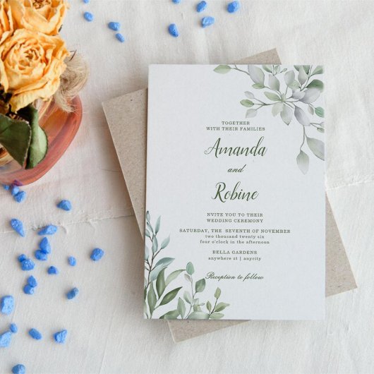 Greenery Eucalyptus Blätter Elegante Wedding Einladung