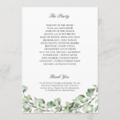Greenery Eucalyptus Blätter Geometric Wedding Programm (Rückseite)