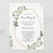 Greenery Eucalyptus Blätter Geometric Wedding Programm (Vorne/Hinten)
