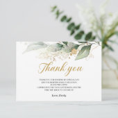 Greenery eucalyptus Blätter Gold Dankeschön Karte (Stehend Vorderseite)