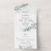 Greenery Eucalyptus Blätter Gold Geometric Wedding All In One Einladung (Innen Boden)