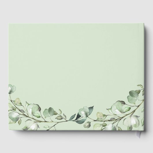 Greenery Eucalyptus Blätter Gold Geometric Wedding Gästebuch (Rückseite)
