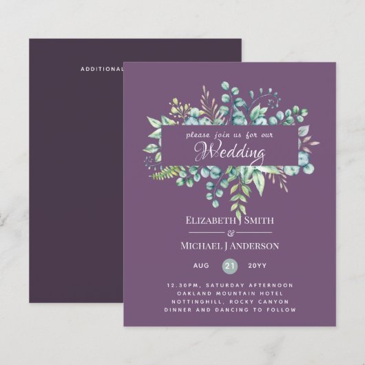 Greenery Eucalyptus Blätter Mauve Lilac Wedding (Vorne/Hinten)