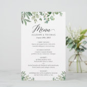 Greenery Eucalyptus Blätter Wedding Dinner Menü (Stehend Vorderseite)