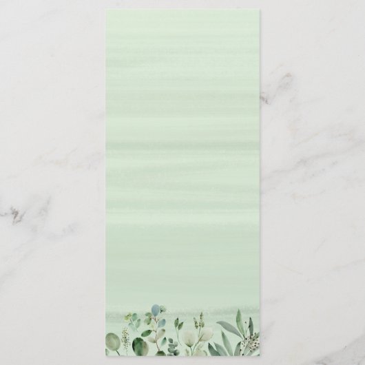 Greenery Eucalyptus Blätter Wedding Menükarte (Rückseite)