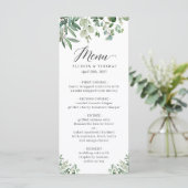 Greenery Eucalyptus Blätter Wedding Menükarte (Stehend Vorderseite)