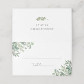 Greenery Eucalyptus Blätter Wedding Platzkarte (Außenseite Aufgefaltet)