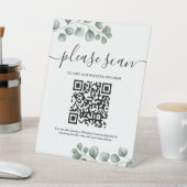 Greenery Eucalyptus Blätter Wedding Program QR Cod Sockelschild (In SItu)