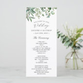 Greenery Eucalyptus Blätter Wedding Programm (Stehend Vorderseite)
