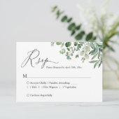 Greenery Eucalyptus Blätter Wedding RSVP Card Karte (Stehend Vorderseite)
