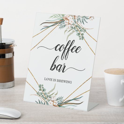 Greenery Eucalyptus Boho Calligraphy Coffee Bar Sockelschild (In SItu)